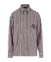 Etro Pegaso-embroidered Striped Shirt In Nude