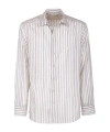 Etro Pegaso Embroidered Striped Shirt In White