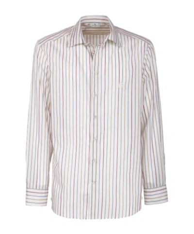 ETRO ETRO PEGASO EMBROIDERED STRIPED SHIRT
