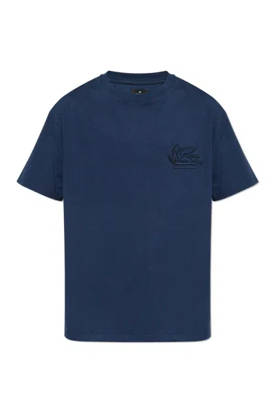Etro T-shirt With Logo In Blue