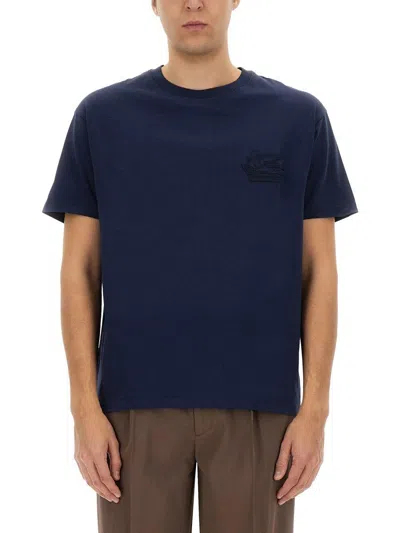 Etro T-shirt With Logo In Blue