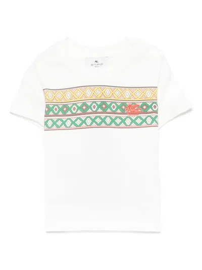 Etro Babies' Pegaso-embroidered T-shirt In Weiss