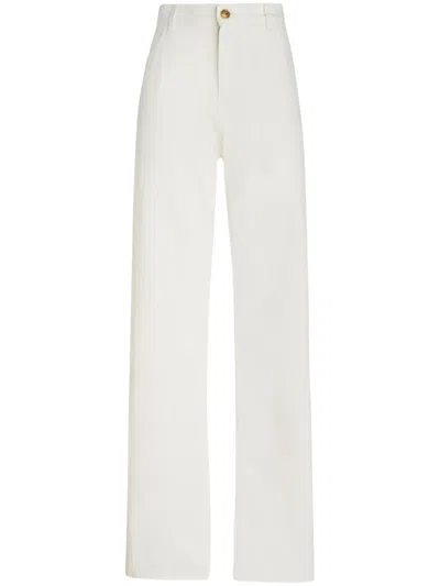Etro Pegaso-embroidered Wide-leg Jeans In White