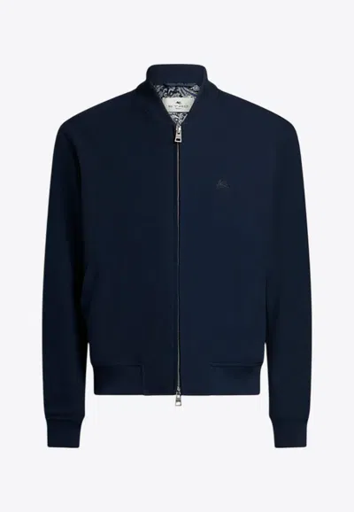 ETRO PEGASO EMBROIDERED ZIP-UP BOMBER JACKET