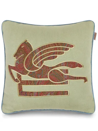 Etro Pegaso-embroidery Cushion (45cm X 45cm) In 绿色