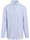 Etro Striped Long-sleeved Shirt In Blue