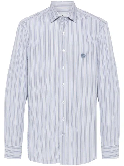 Etro Pegaso Embroidery Shirt In Blue