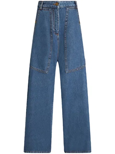 ETRO PEGASO-EMBROIDERY WIDE-LEG JEANS