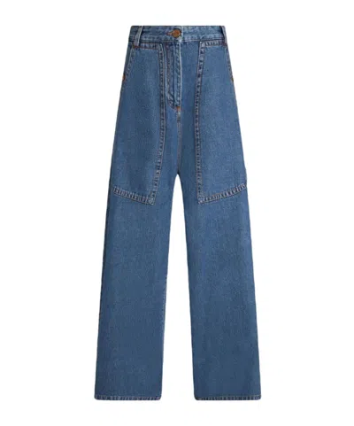 ETRO ETRO PEGASO-EMBROIDERED HIGH-WAIST WIDE-LEG JEANS