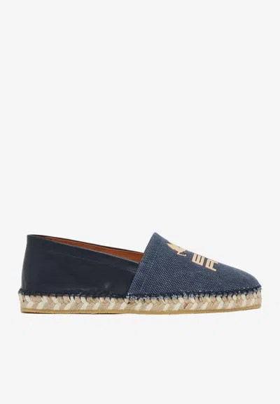 Etro Logo-print Slip-on Espadrilles In Navy