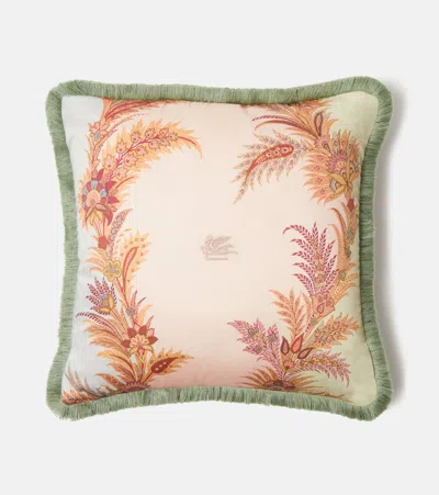 Etro Pegaso Floral Cotton Cushion In Multi