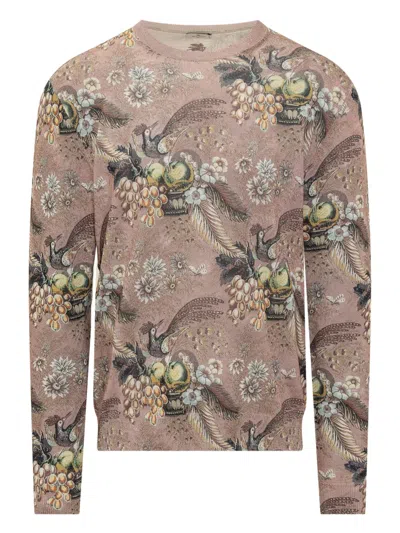 Etro Pegaso Floral Sweater In Multi