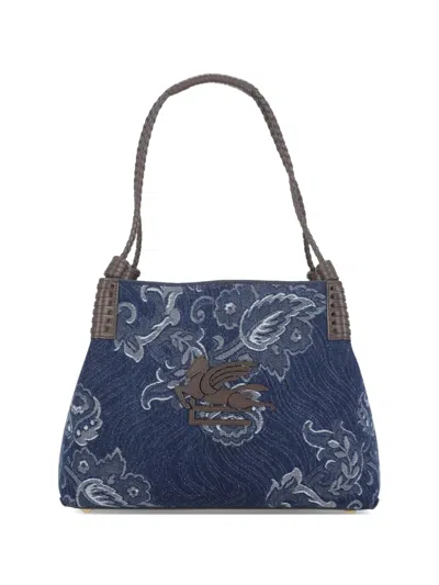 Etro Pegaso Floral-jacquard Tote Bag In Blue