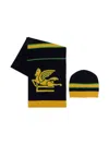 Etro Pegaso-jacquard Hat Set In Black