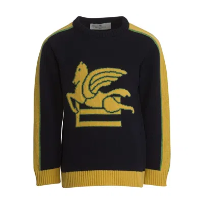 Etro Kids' Pegaso Jumper In Blu/giallo