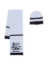 Etro Pegaso-jacquard Beanie Hat Set In Blue