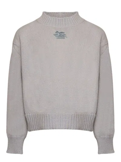 Etro Kids' Light Blue Wool Sweater With Logo