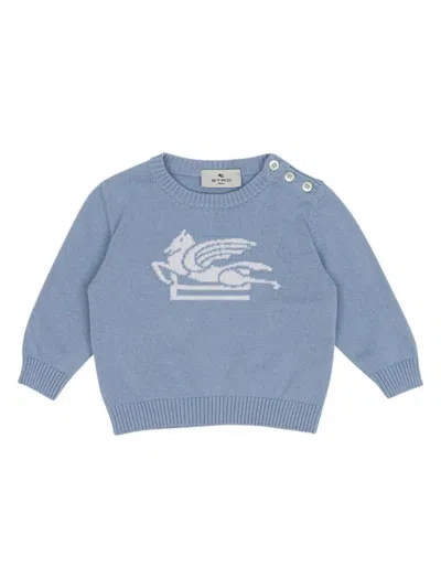 Etro Babies' Pegaso-jacquard Crew-neck Jumper In 蓝色