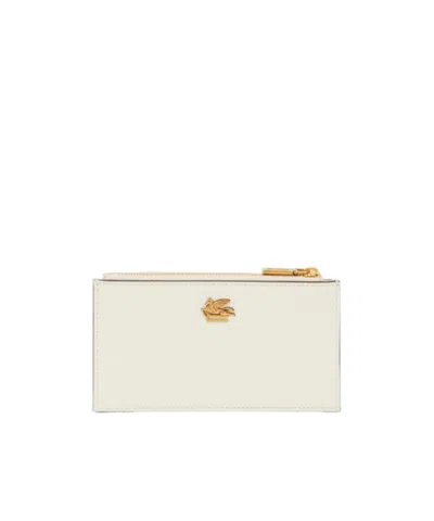 Etro Pegaso Leather Cardholder In White