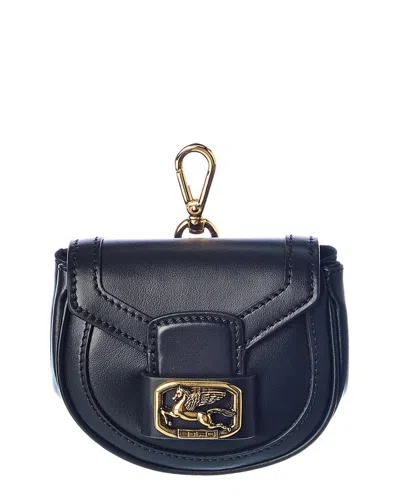 Etro Pegaso Leather Coin Purse In Black