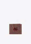 Etro Paisley Jacquard Cardholder With Pegaso Logo In Brown