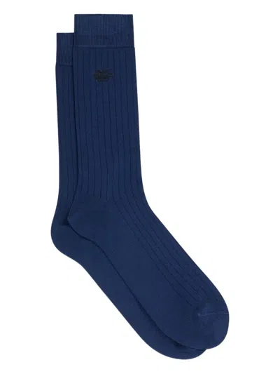 Etro Pegaso Logo Ribbed Socks In Blue