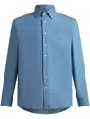 Etro Pegaso-motif Cotton Shirt In Blue