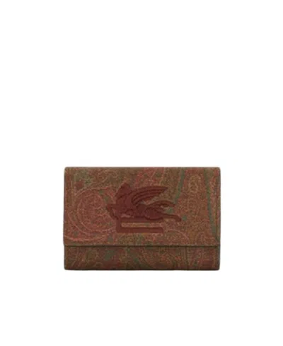 Etro Pegaso-motif Jacquard Keyholder In Brown