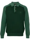Etro Long Sleeve Polo Shirt With Ribbed Collar In Green
