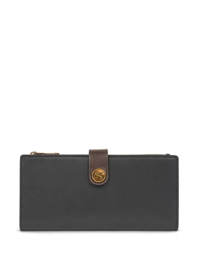 Etro Pegaso-motif Leather Wallet In Black