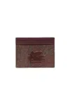 Etro Wallet In Coated Cotton With Embroidered Logo In Brown