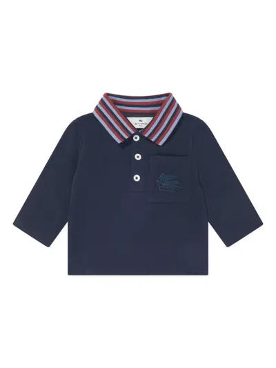 Etro Babies' Pegaso-motif Polo Shirt In Blue