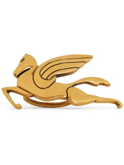 Etro Pegaso-motif Scarf Pin In Gold