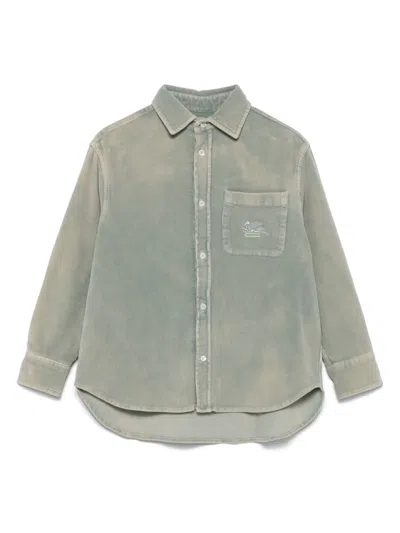 Etro Kids' Pegaso-motif Shirt In 绿色