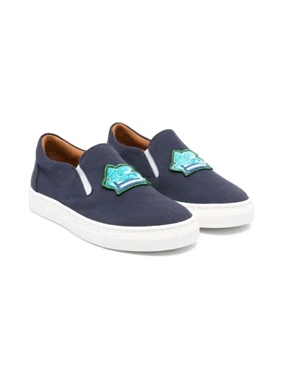 Etro Kids' Pegaso-motif Sneakers In Blue