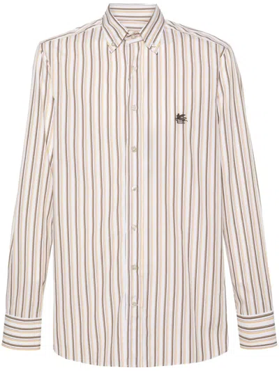Etro Pegaso-motif Striped Shirt In 白色