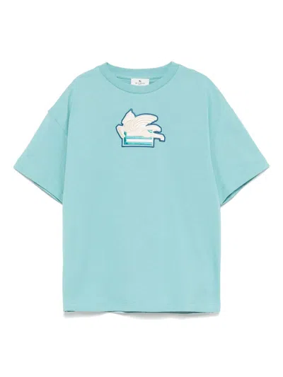 Etro Kids' Pegaso-motif T-shirt In Light Blue