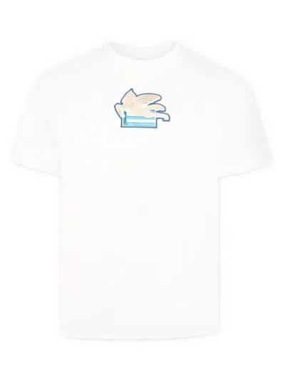 Etro Kids' Pegaso-motif T-shirt In Cream
