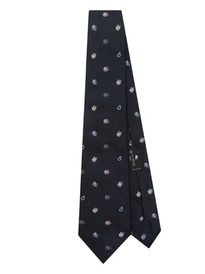 Etro Pegaso-motif Tie In Blue