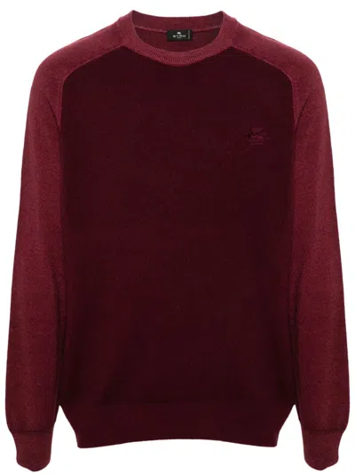 Etro Pegaso-motif Wool Sweater In Red