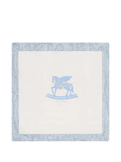 Etro Kids' Pegaso Paisley Cotton Blanket In White