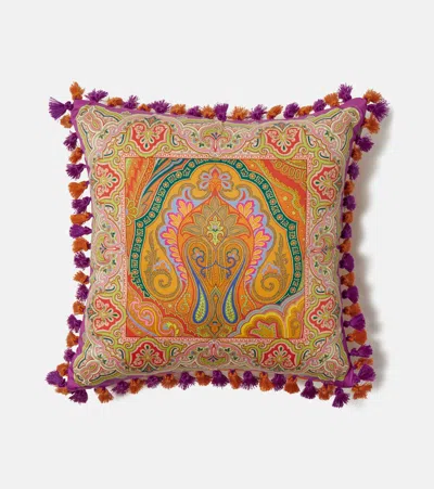 Etro Pegaso Paisley Cotton Cushion In Multi