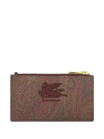 Etro Pegaso Paisley-print Wallet In Red