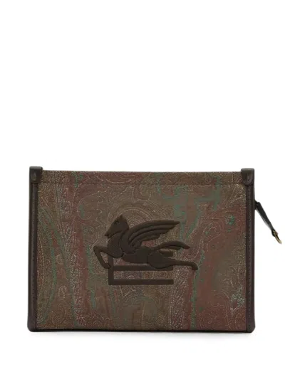 Etro Pegaso Paisley-print Shoulder Bag In Brown