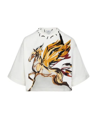 Etro Pegaso-patch T-shirt In White