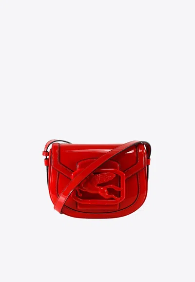 Etro Pegaso Patent Leather Shoulder Bag In Red
