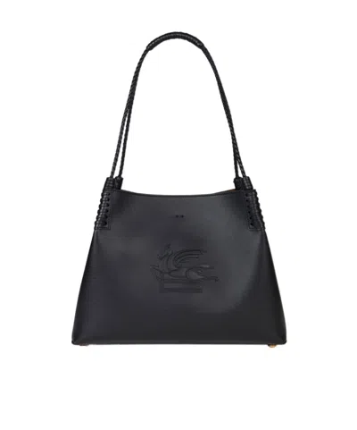 Etro Pegaso Pattern Handbag In Black