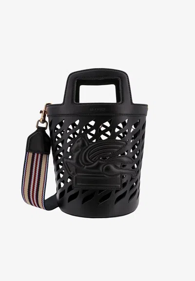 ETRO PEGASO PERFORATED LEATHER BUCKET BAG