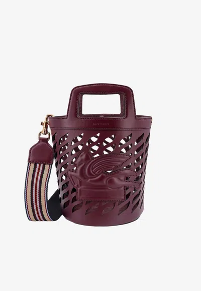 Etro Pegaso Perforated Leather Bucket Bag