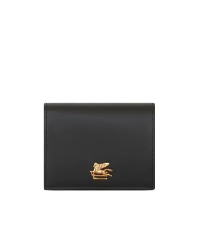 Etro Pegaso Plaque-detail Wallet In Black